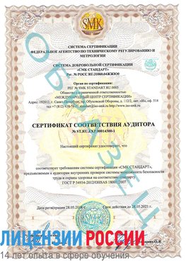 Образец сертификата соответствия аудитора №ST.RU.EXP.00014300-1 Дзержинск Сертификат OHSAS 18001
